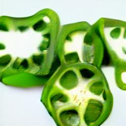 generated: a green pepper sliced into many pieces #3